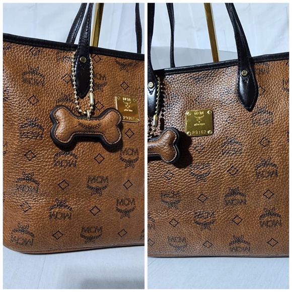 Authentic MCM  Visetos Dog Bone Shopper Tote Brown - Picture 14 of 15